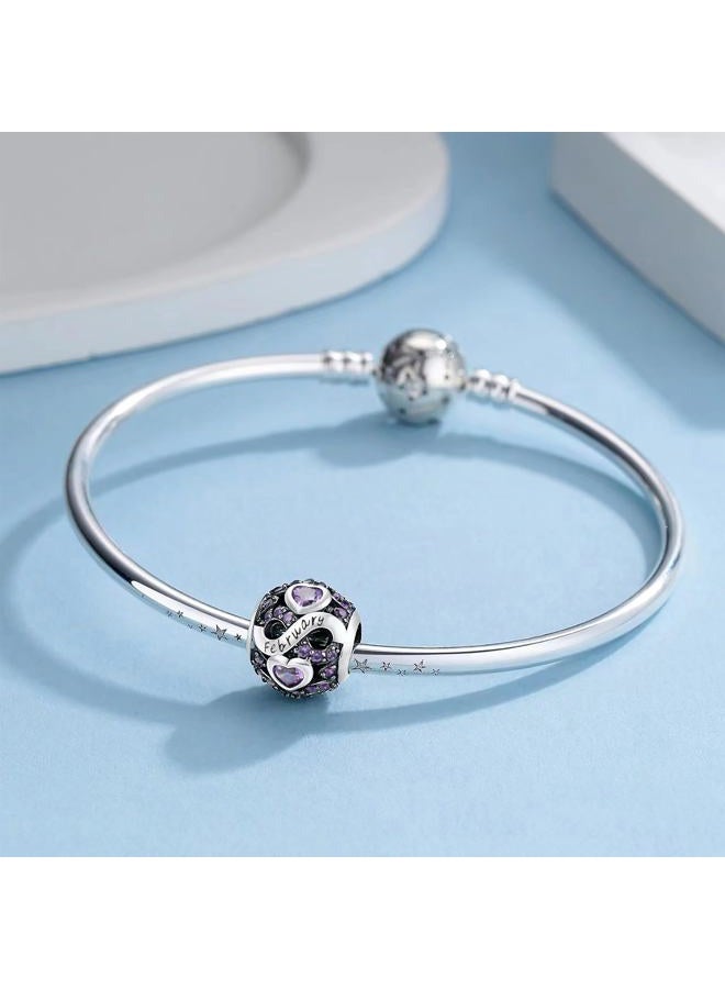ChenYuTe Birthstone Charms for Bracelet 925 Sterling Silver Bead Charm Happy Birthday Charm Jewelry Gift for Women - Image 2
