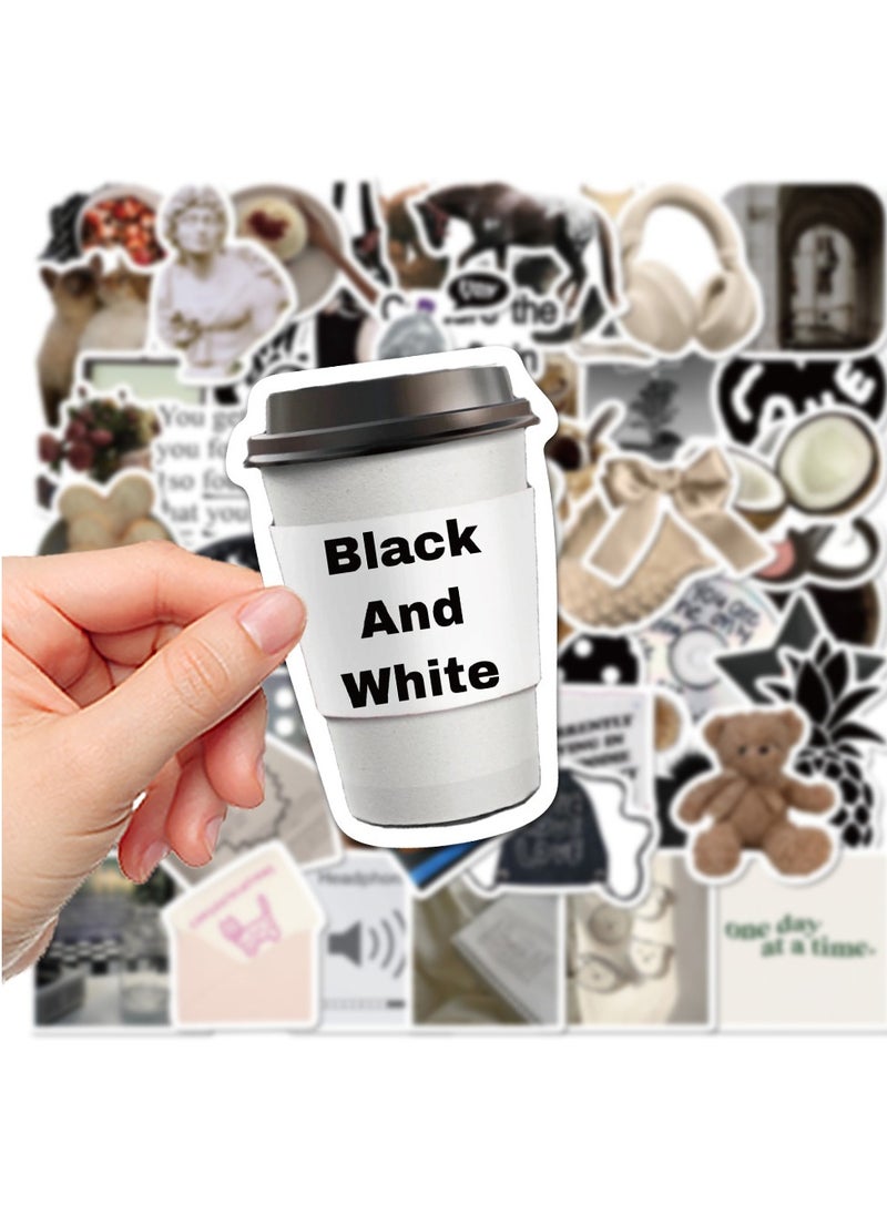 60pcs Minimalist Black And White Stickers