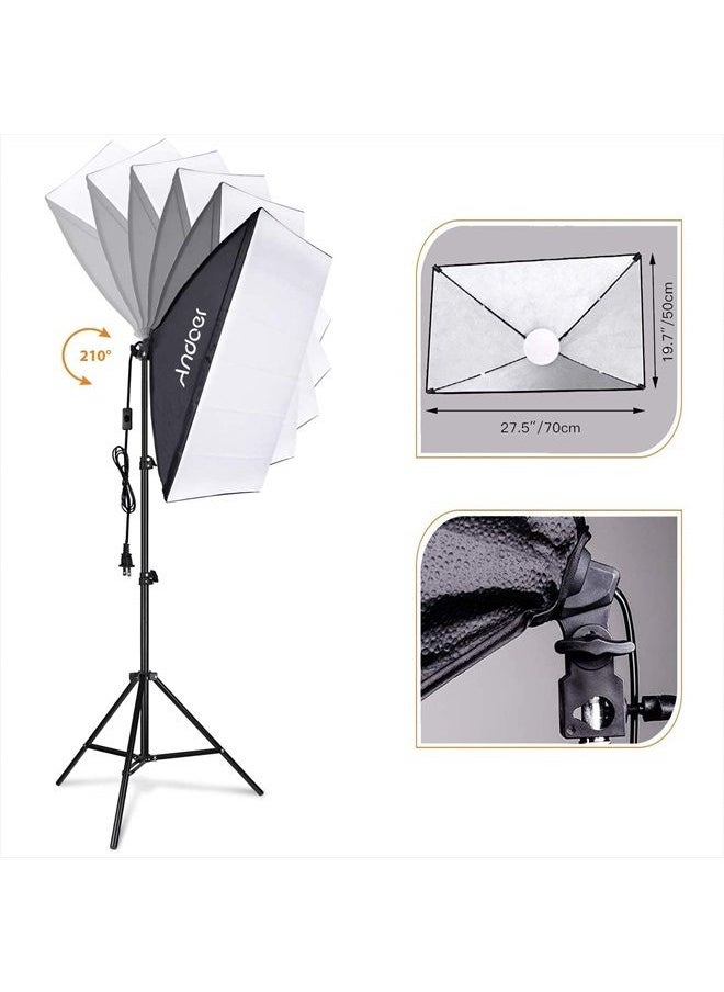 ANDOER - Studio Photography Light kit Softbox Lighting Set with 85W 2800K-5700K Bi-Color Temperature LED Light * 2 + 50x70cm Softbox * 2 + 2M Light Stand * 2 + Remote Control * 2 + Carry Bag * 1 - Image 1