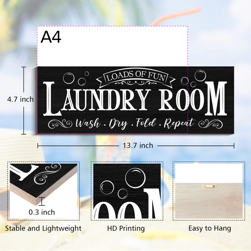 Creoate Rustic Family Laundry Room Rules Decor - 2 Piece Wall Plaque (White & Black) - Image 3