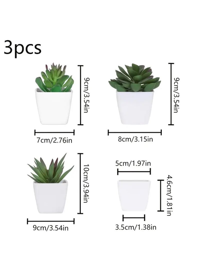 كلين ويف 3 نباتات عصارية صغيرة – خضرة صناعية واقعية، خضرة صناعية صغيرة في أواني لديكور الطاولة أو المكتب أو الرف | رائعة للربيع والعطلات والأسلوب اليومي لغرفة المعيشة أو المكتب أو الرف | ديكور جميل لكل موسم واحتفال - Image 2