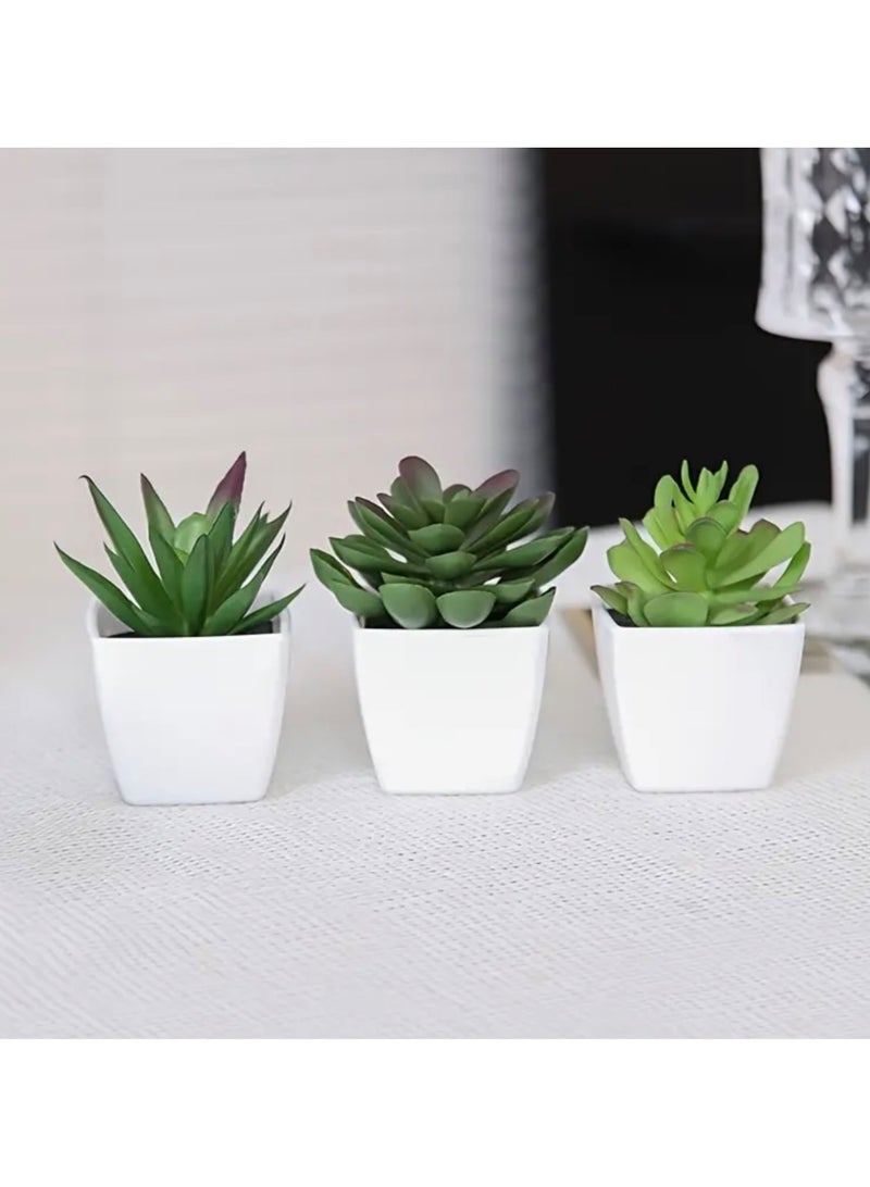 كلين ويف 3 نباتات عصارية صغيرة – خضرة صناعية واقعية، خضرة صناعية صغيرة في أواني لديكور الطاولة أو المكتب أو الرف | رائعة للربيع والعطلات والأسلوب اليومي لغرفة المعيشة أو المكتب أو الرف | ديكور جميل لكل موسم واحتفال - Image 3