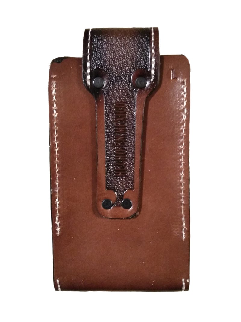 marquez Western autentic Tooled Leather Mexican Cell Phone case for Belt. Men and Horse Pray Design. with Magnetic Closure. Universal Size (Brown) - Image 3