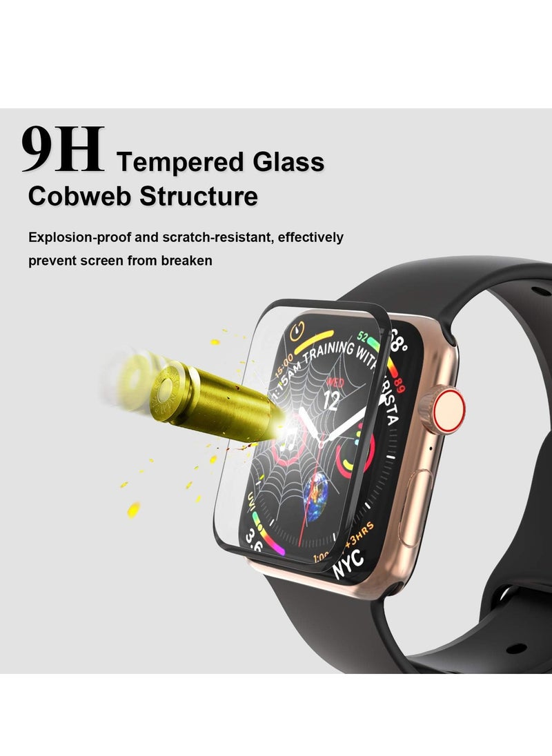 HEXABEX قطعتان من واقي الشاشة لساعة Apple Watch SE مقاس 40 مم، غطاء كامل واقي شاشة ثلاثي الأبعاد لساعة Apple Watch SE/6/5/4 مقاس 40 مم أسود/شفاف  - Image 4