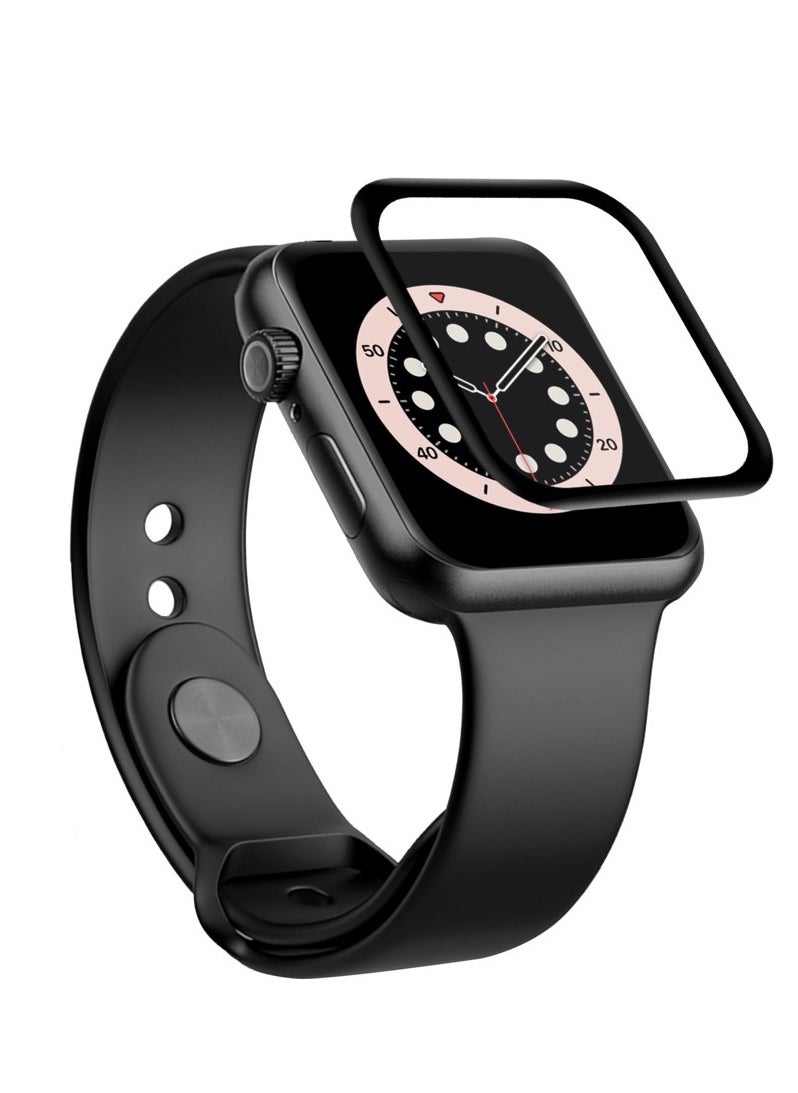 HEXABEX قطعتان من واقي الشاشة لساعة Apple Watch SE مقاس 40 مم، غطاء كامل واقي شاشة ثلاثي الأبعاد لساعة Apple Watch SE/6/5/4 مقاس 40 مم أسود/شفاف  - Image 1