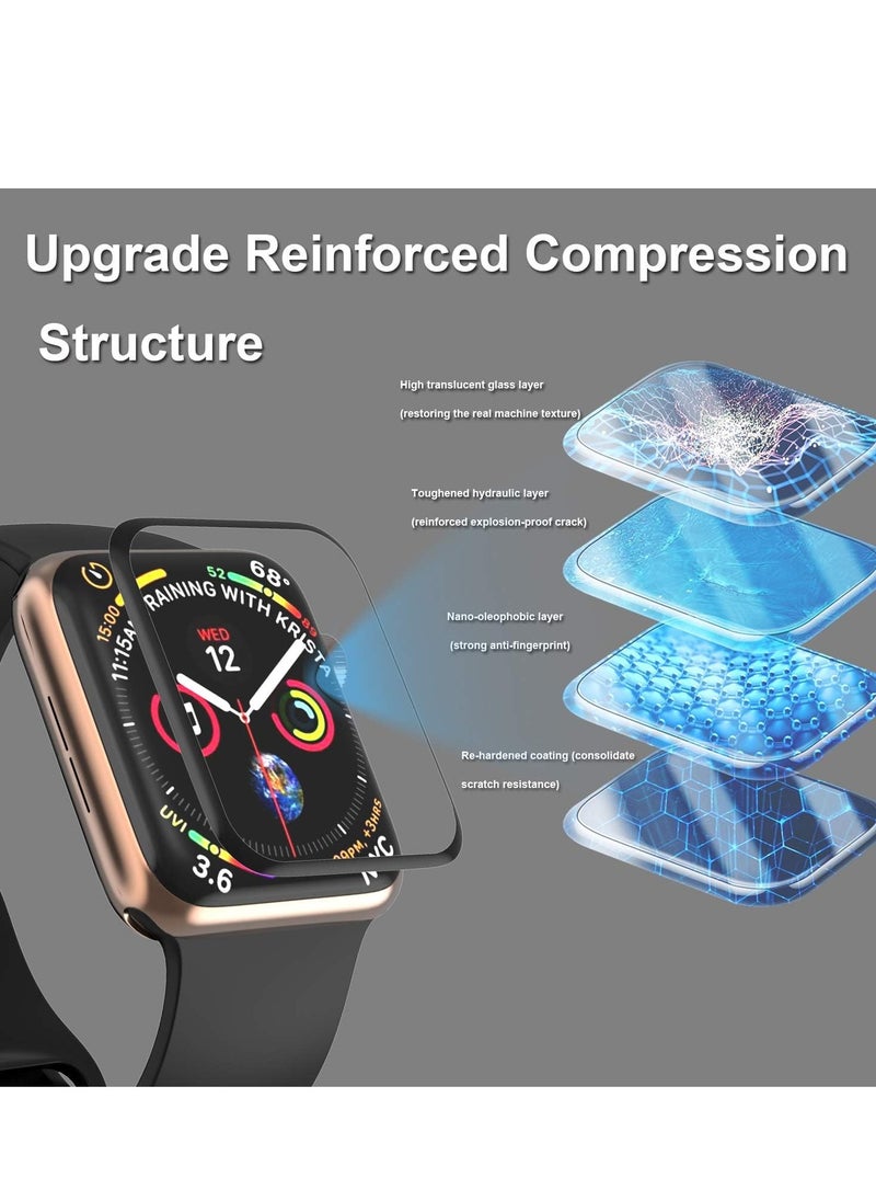 HEXABEX قطعتان من واقي الشاشة لساعة Apple Watch SE مقاس 40 مم، غطاء كامل واقي شاشة ثلاثي الأبعاد لساعة Apple Watch SE/6/5/4 مقاس 40 مم أسود/شفاف  - Image 3