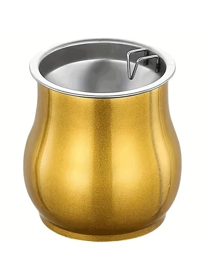 منفضة سجائر معدنية محمولة ذهبية مع غطاء مقاوم للرياح وقابلة للغسل للاستخدام الداخلي والخارجي - Image 1