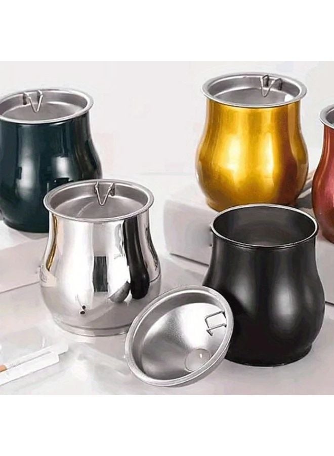 منفضة سجائر معدنية محمولة ذهبية مع غطاء مقاوم للرياح وقابلة للغسل للاستخدام الداخلي والخارجي - Image 2