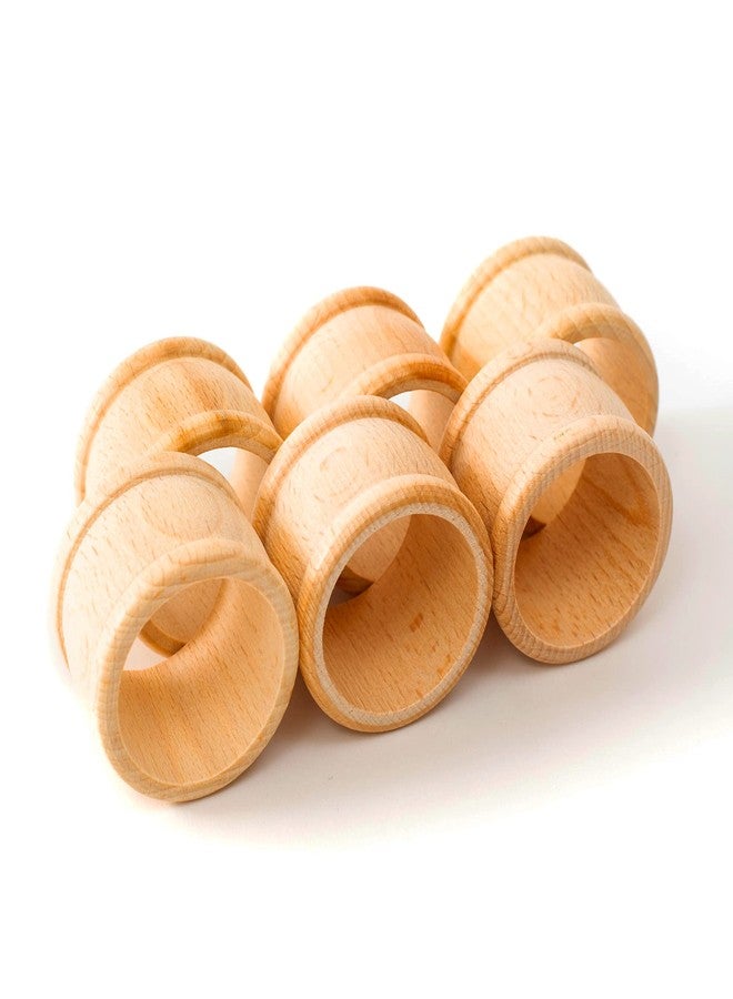 tuuli Kitchen - Wooden Napkin Rings, 6-Piece Napkin Holders for Table Decoration, Wooden Ring Set for Cloth, Linen and Paper Table Napkins, 1.69 x 1.26 inches - Image 1