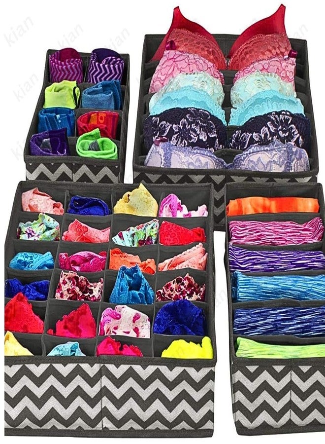 Kian 4 Set Pack Dresser Drawer Organizer Divider Set & Closet Collapsible Foldable Cloth Storage Cube Basket for Lingerie, Clothes, Bras, Socks, Ties (multi colour) - Image 5