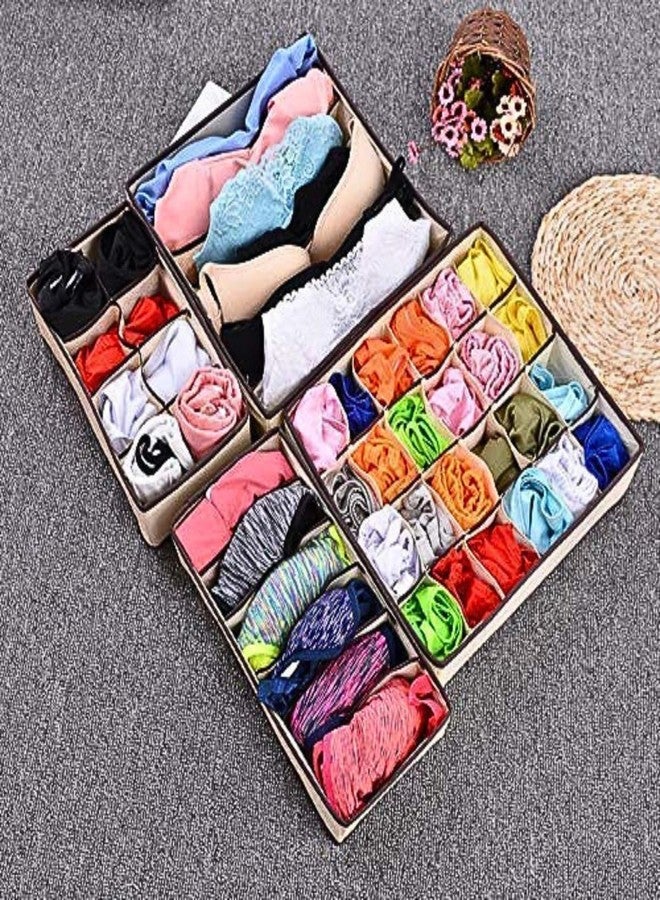 Kian 4 Set Pack Dresser Drawer Organizer Divider Set & Closet Collapsible Foldable Cloth Storage Cube Basket for Lingerie, Clothes, Bras, Socks, Ties (multi colour) - Image 2