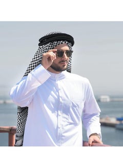 Generic Men Headscarf with Aqel Rope, Arab Keffiyeh Shemagh Turban,Desert Keffiyeh Casual Headwear Scarf Neck Wrap Head Cover Turban Cap  - Image 4