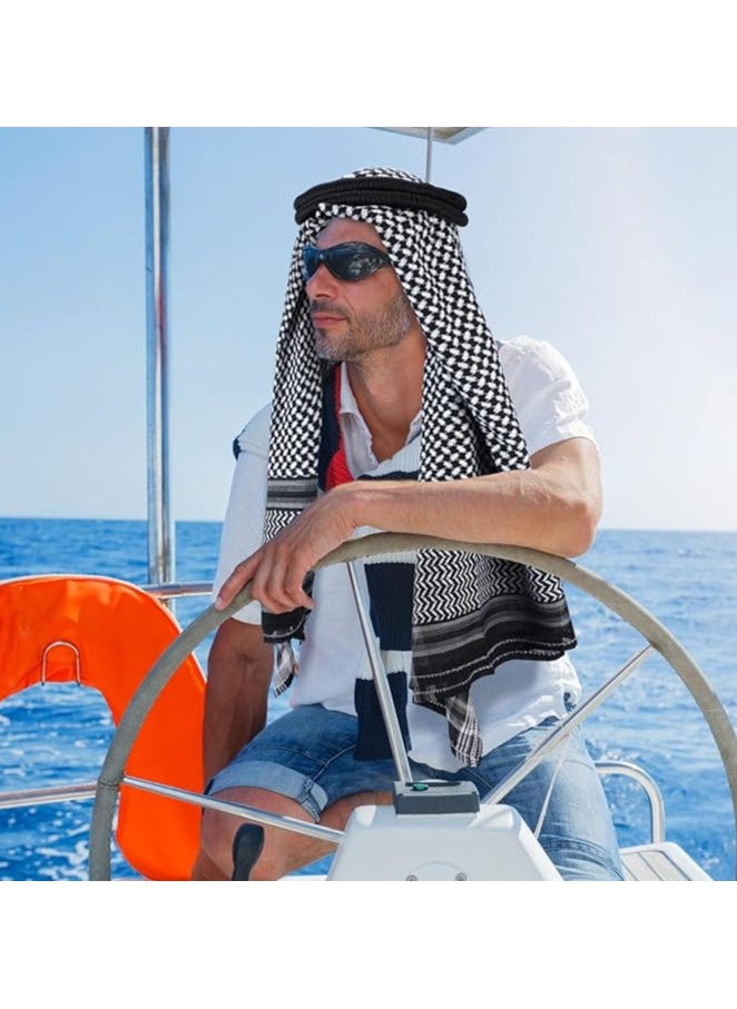 Generic - Men Headscarf with Aqel Rope, Arab Keffiyeh Shemagh Turban,Desert Keffiyeh Casual Headwear Scarf Neck Wrap Head Cover Turban Cap - Image 1