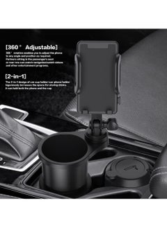 YZMA GLOBAL 2-in-1 Car Cup Holder & Phone Mount – Universal Adjustable Auto Stand with 360° Rotation & Expandable Drink Holder – Secure Fit for Most Vehicles & Phones  - Image 2