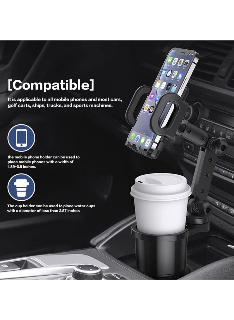 YZMA GLOBAL - 2-in-1 Car Cup Holder & Phone Mount – Universal Adjustable Auto Stand with 360° Rotation & Expandable Drink Holder – Secure Fit for Most Vehicles & Phones - Image 1