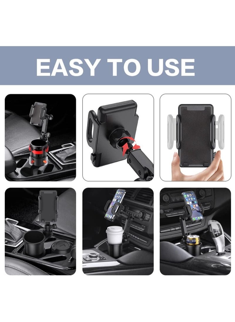 YZMA GLOBAL - 2-in-1 Car Cup Holder & Phone Mount – Universal Adjustable Auto Stand with 360° Rotation & Expandable Drink Holder – Secure Fit for Most Vehicles & Phones - Image 1