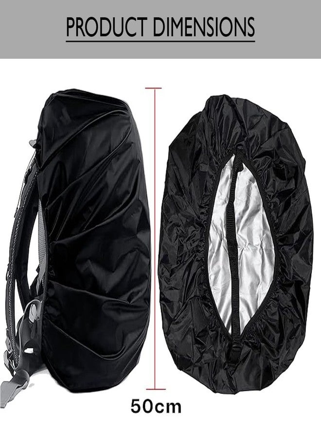 HACER Rain Cover for Backpack with Pouch Waterproof Dustproof Protector for 30-35L Bag Elastic Adjustable School College Office Laptop Trekking Bags Raingear (Pack of 1, Black) - Image 3