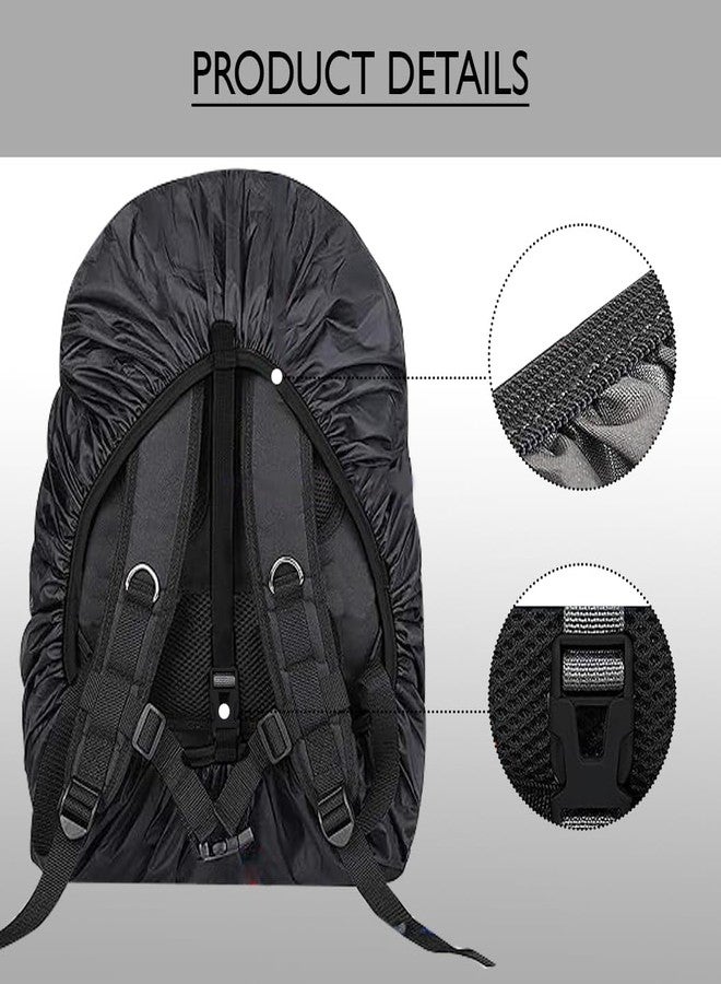 HACER Rain Cover for Backpack with Pouch Waterproof Dustproof Protector for 30-35L Bag Elastic Adjustable School College Office Laptop Trekking Bags Raingear (Pack of 1, Black) - Image 2