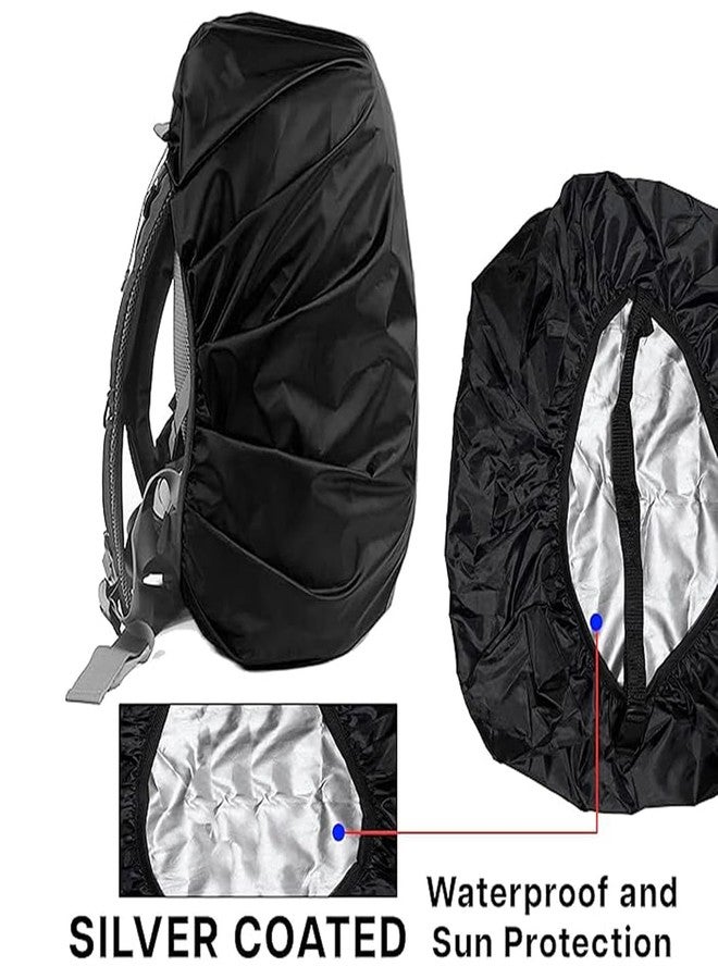 HACER Rain Cover for Backpack with Pouch Waterproof Dustproof Protector for 30-35L Bag Elastic Adjustable School College Office Laptop Trekking Bags Raingear (Pack of 1, Black) - Image 5