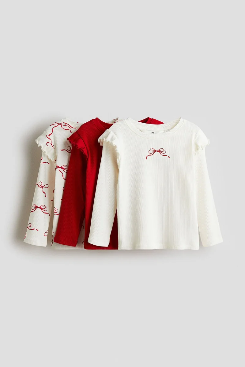 اتش اند ام بلوزة جيرسيه بحواف مكشكشة - عبوة من 3 قطع