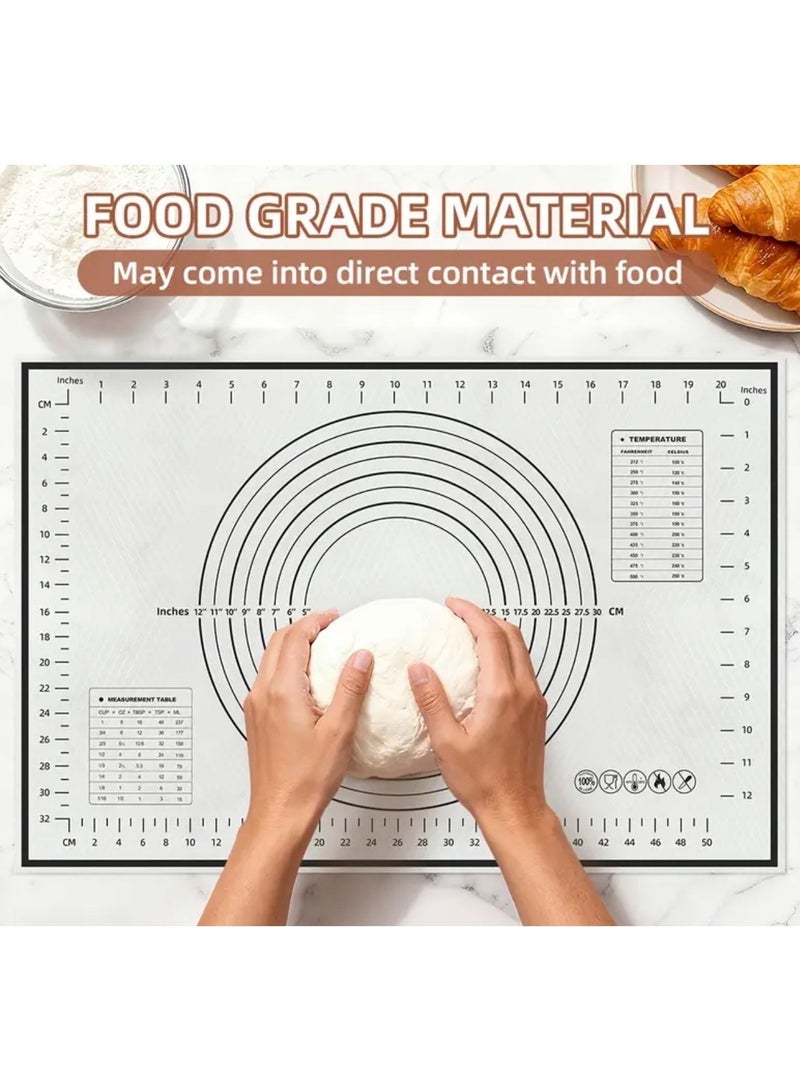 كلين ويف 1 حصيرة خبز وسيليكون غير لاصقة كبيرة مع لوح عجين (40×60 سم) – لون أسود بعلامات قياس، مثالية لفرد العجين وتحضير المعجنات وسهلة التنظيف - Image 5