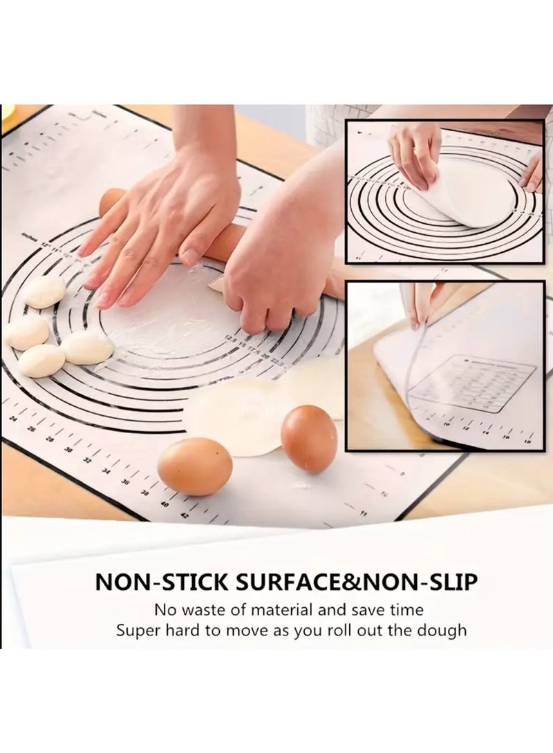 كلين ويف 1 حصيرة خبز وسيليكون غير لاصقة كبيرة مع لوح عجين (40×60 سم) – لون أسود بعلامات قياس، مثالية لفرد العجين وتحضير المعجنات وسهلة التنظيف - Image 3