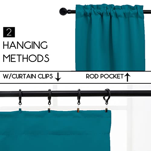 Pickluc Teal Cafe Curtain - Half Window, 24x30 Inches, 2 Panels, Rod Pocket, Blackout - Image 3