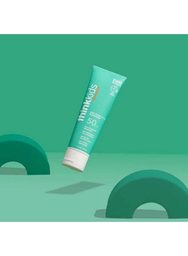 Think Kids Safe Mineral Sunscreen Spf 50+, 3 Fl Oz, Natural, Water Resistant Reef Safe Sunscreen For Children, Broad Spectrum Uva/Uvb Sun Screen - Image 3