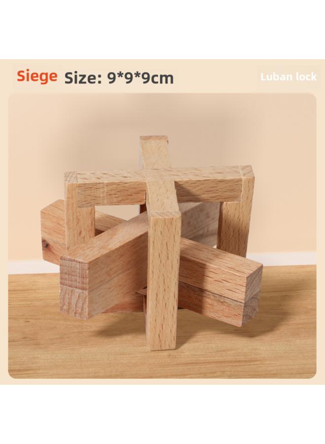 Kong Ming Lock Luban Lock Suit Intelligence Unlock Wooden Elementary School Students Hands-on Brain-moving Educational Toys Nine-piece Gift Box 