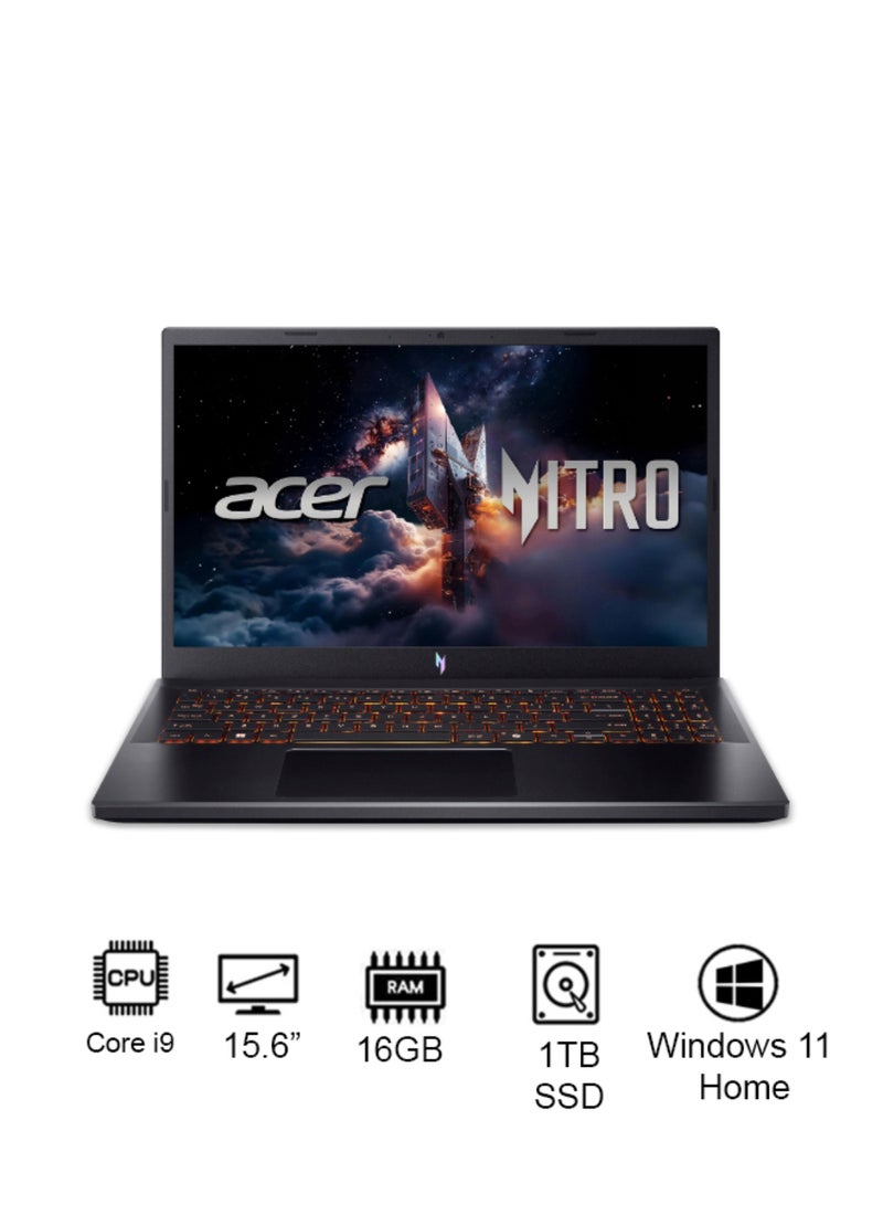 أيسر لابتوب الألعاب نيترو V ANV15 الجيل الثالث عشر من إنتل كور i9-13900H 14 نواة حتى 5.4GHz/16GB DDR4 RAM/1TB SSD تخزين/8GB NVIDIA®GeForce®RTX 5060 رسومات/15.6" FHD IPS 165Hz/W11/WiFi-6/لوحة مفاتيح مضاءة باللون الكهرماني/Thunderbolt 4/ - Image 1