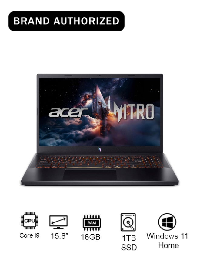 أيسر لابتوب الألعاب نيترو V ANV15 الجيل الثالث عشر من إنتل كور i9-13900H 14 نواة حتى 5.4GHz/16GB DDR4 RAM/1TB SSD تخزين/8GB NVIDIA®GeForce®RTX 5060 رسومات/15.6" FHD IPS 165Hz/W11/WiFi-6/لوحة مفاتيح مضاءة باللون الكهرماني/Thunderbolt 4/ - Image 1