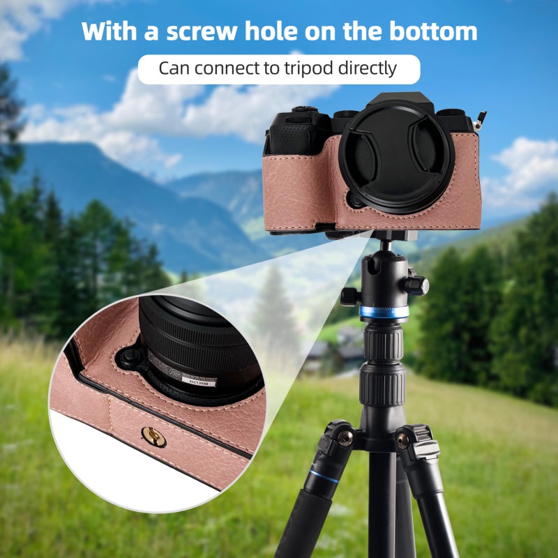 Camera Case: Pink Premium Synthetic Leather With Soft Inner Lining - Enhanced Grip Camera Bag for Fujifilm XS20 Photographers, Tripod-Mountable Full Access Camera Holder for On-the-Go Use - Image 4