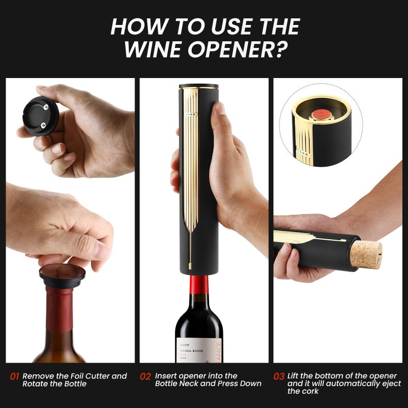 BLUBYEES Electric Wine Bottle Opener with Charging Base & Built-in Foil Cutter â€“ Rechargeable Intelligent Touch-Activated Automatic Corkscrew â€“ Luxury Christmas Wine Gifts for Women, Men, Seniors - Image 4