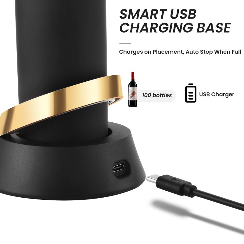 BLUBYEES Electric Wine Bottle Opener with Charging Base & Built-in Foil Cutter â€“ Rechargeable Intelligent Touch-Activated Automatic Corkscrew â€“ Luxury Christmas Wine Gifts for Women, Men, Seniors - Image 5