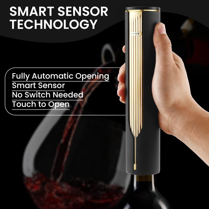 BLUBYEES Electric Wine Bottle Opener with Charging Base & Built-in Foil Cutter â€“ Rechargeable Intelligent Touch-Activated Automatic Corkscrew â€“ Luxury Christmas Wine Gifts for Women, Men, Seniors - Image 2