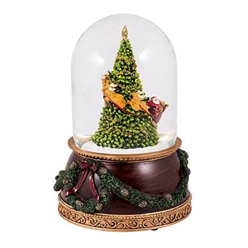 Roman Santa Rotating Around Christmas Tree Musical Snowglobe Glitterdome 120mm 7.75 Inch - Image 4