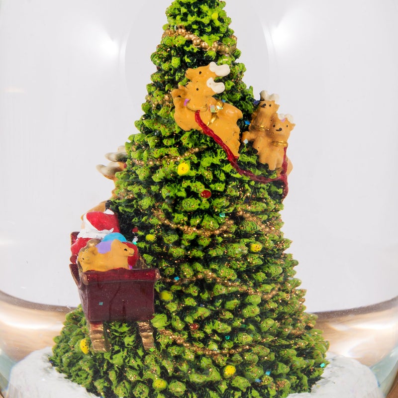 Roman Santa Rotating Around Christmas Tree Musical Snowglobe Glitterdome 120mm 7.75 Inch - Image 3