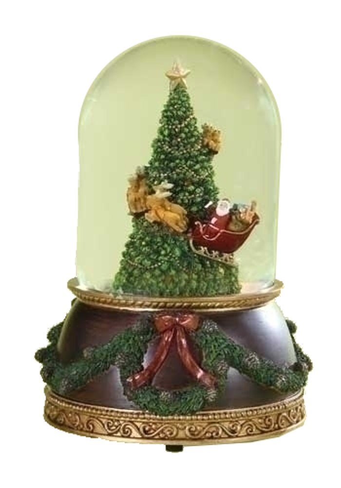 Roman Santa Rotating Around Christmas Tree Musical Snowglobe Glitterdome 120mm 7.75 Inch - Image 1
