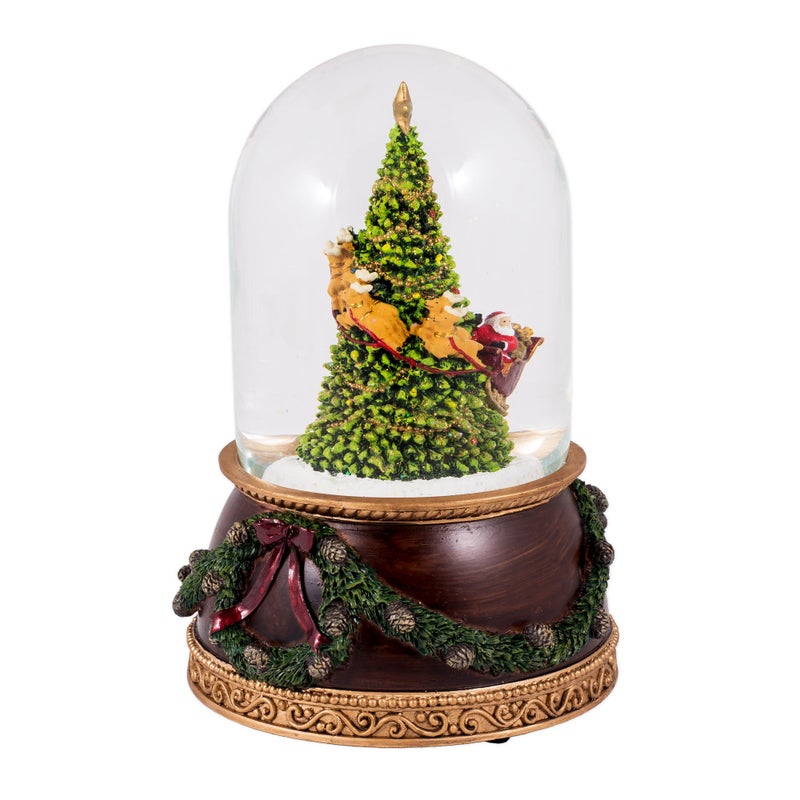 Roman Santa Rotating Around Christmas Tree Musical Snowglobe Glitterdome 120mm 7.75 Inch - Image 2