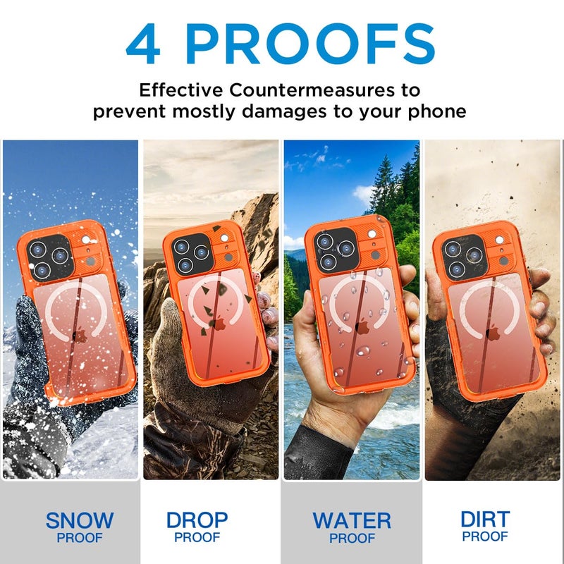AICase Waterproof Case for iPhone 17 Pro Max+MagSafe Clear Water Proof Snowproof/Dustproof/Shockproof,IP68 Certified 360 Full Body Protection Fully Sealed Underwater for iPhone 17 Pro Max_98 - Image 3