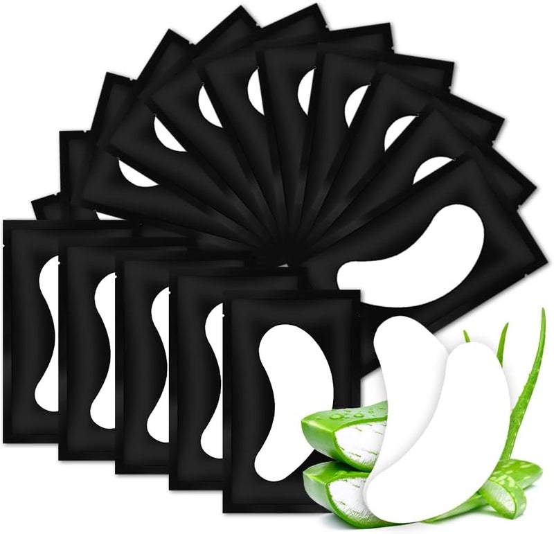 Eye Gel Pads Lint Free Eyelash Patches 100 Pairs Under Eye Gel Pads for Pro Salon and Individual Eyelash Extension Black
