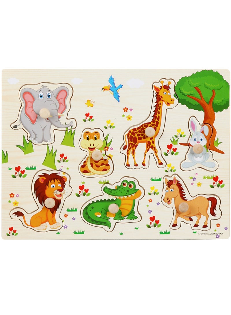 Children's Educational Wooden Cartoon Animal Series Jigsaw Puzzles Suitable Child Gift Bag Pack - Image 1