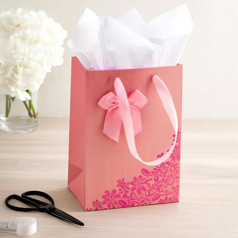 Pan Home Premium Pink Gift Bag with Bow for All Occasions - Image 1