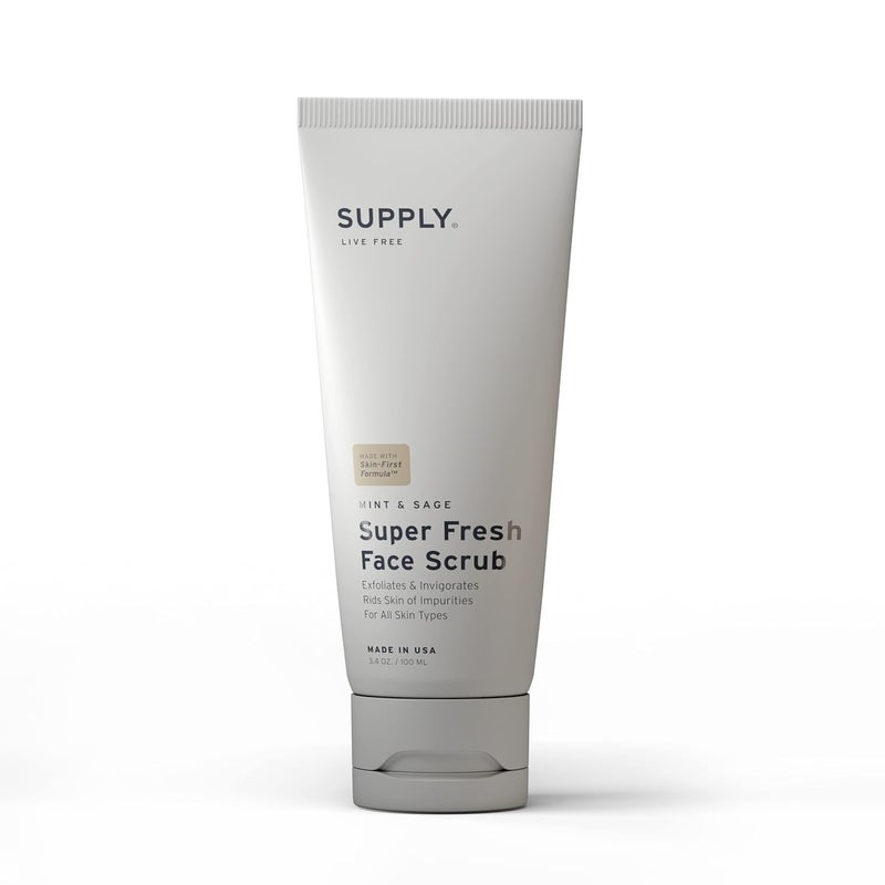SUPPLY Supply Super Fresh Face Scrub  Aloe Tea Tree Mint  Plant Based Natural Face Wash for All  Cleanses and Revives Skin for Men and Women