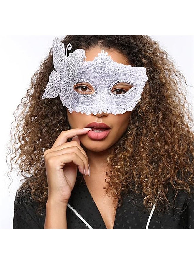 MXN 2 Pcs Masquerade Mask for Couples Ball Masks Half Face Mask Exquisite Lace Side flower Mask for Party Night Party Costume - Image 5