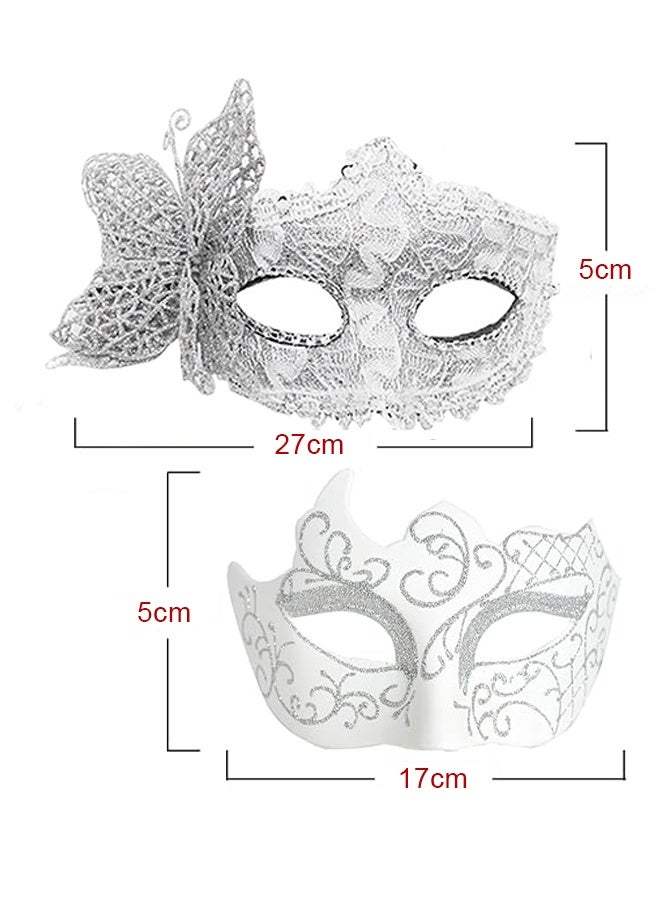 MXN 2 Pcs Masquerade Mask for Couples Ball Masks Half Face Mask Exquisite Lace Side flower Mask for Party Night Party Costume - Image 2