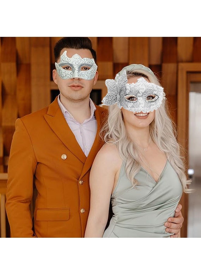 MXN 2 Pcs Masquerade Mask for Couples Ball Masks Half Face Mask Exquisite Lace Side flower Mask for Party Night Party Costume - Image 4