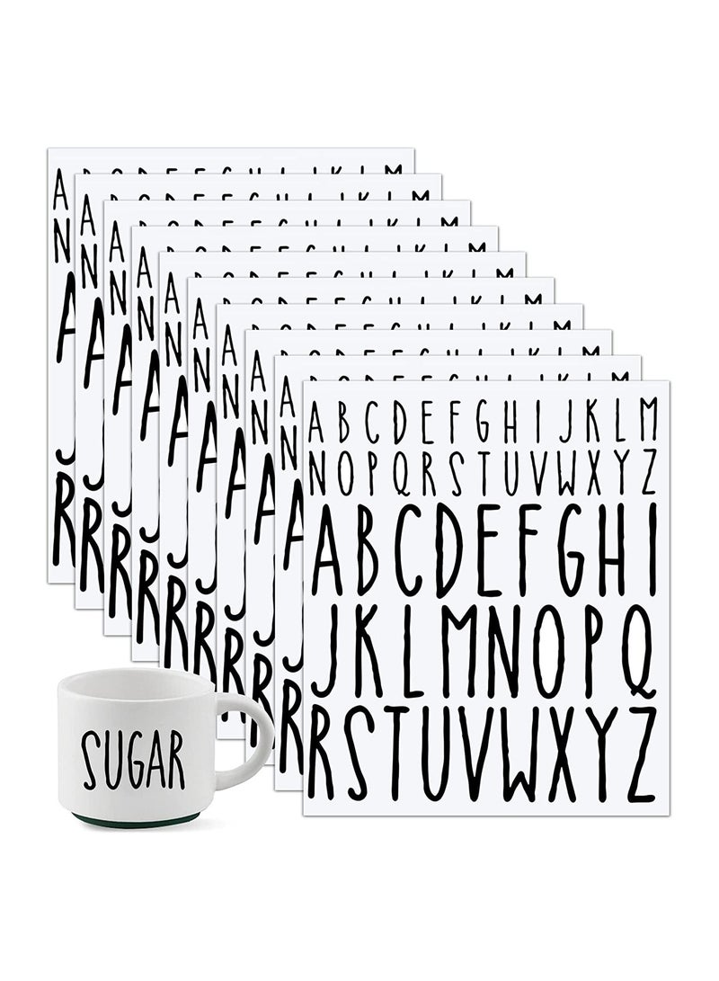SYOSI 520Pieces 10 Sheets Letter Stickers, Large Black Vinyl Letter Stickers, Alphabet Decals for Scrapbooking, Water Bottles, Mailbox, Kitchen Jars, Graduation Cap, Self Adhesive, 2 in  1In Tall  - Image 1