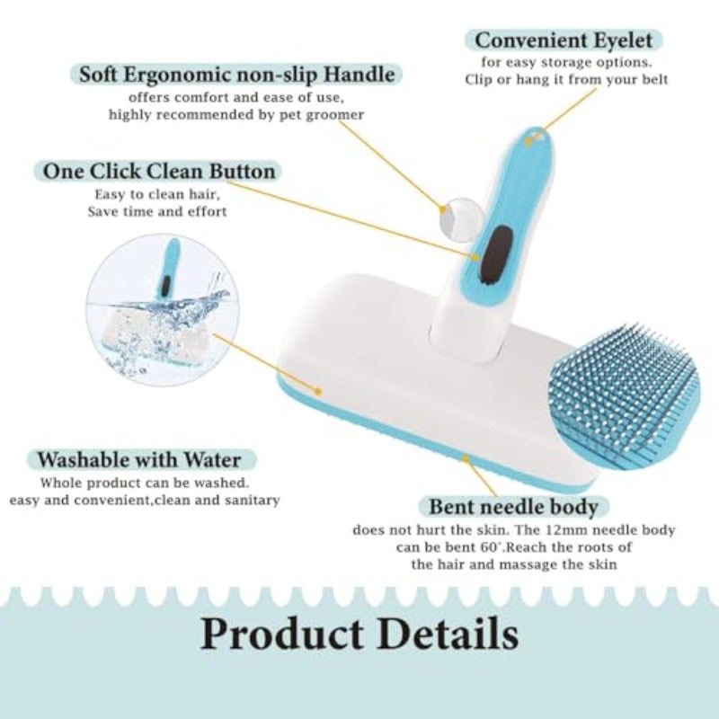 Cat Brush Dog Brush with Release Button for Shedding Self Cleaning Cat Comb Hair Brush for Indoor Cats Dog Deshedding Brush Grooming Kit Pet Supplies Hair Remover Tool Random Color - Image 2