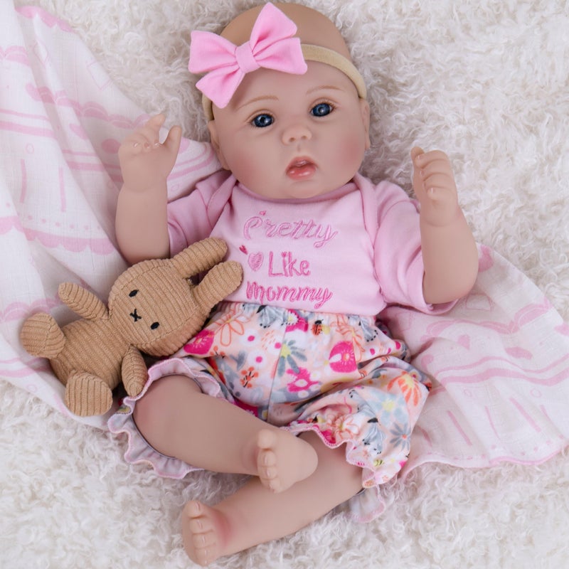 Milidool Lifelike Reborn Baby Dolls Girl Realistic 18Inch Newborn Baby Doll Nice Gift for Kids Age 3 Parentstobe GrandparentsPink Clothes - Image 3